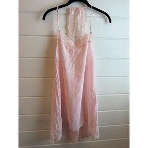 Vintage 90s Victoria's Secret Pink Lace Racerback Slip Dress Chemise Small